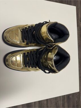 Alejandro Ingelmo Metallic Gold High-Top Sneakers with Black Accents